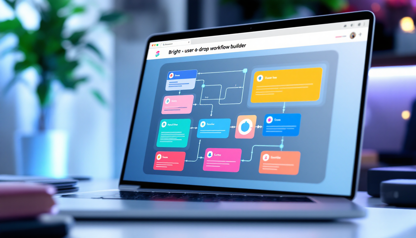 비개발자도 쉽게 사용할 수 있는 직관적인 시각적 워크플로우 빌더 화면