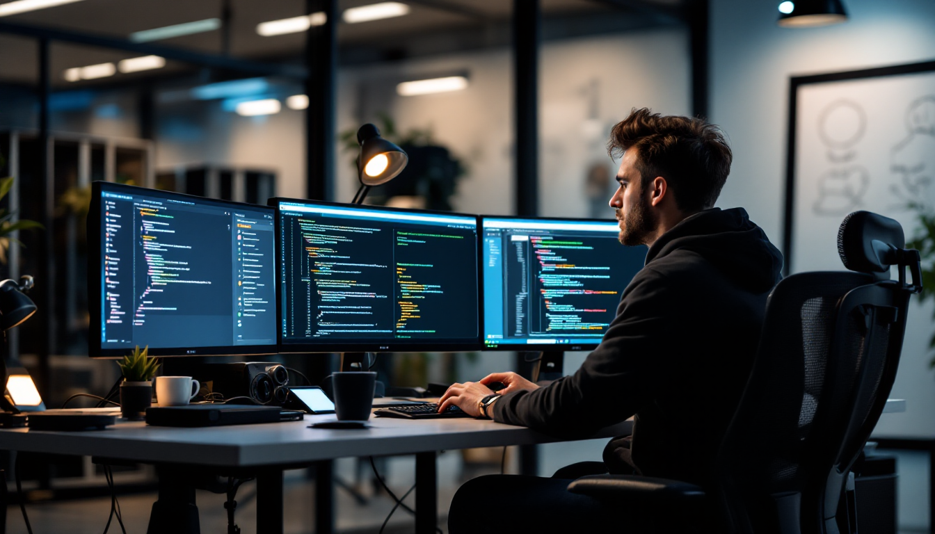 서버와 도커를 이용한 자체 호스팅 환경에서 개발자가 작업하는 모습