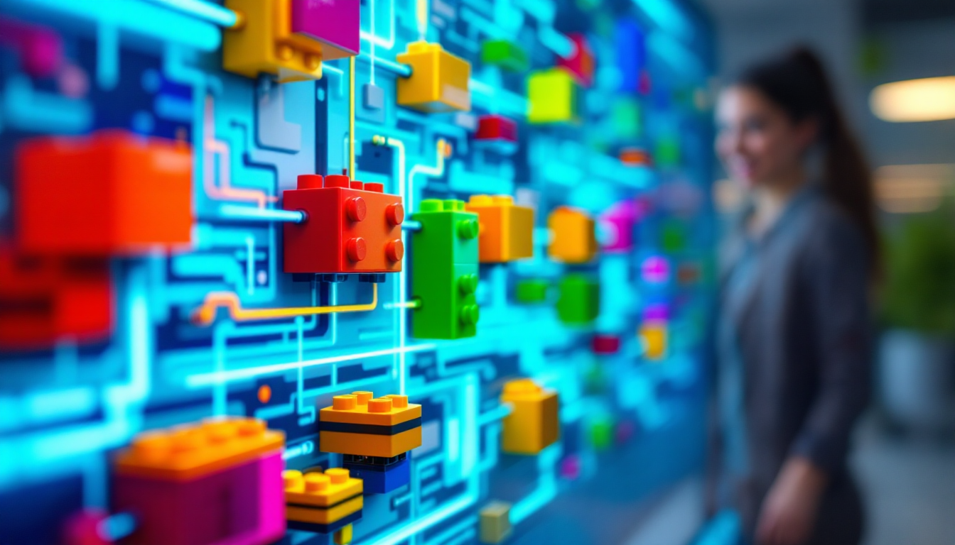 코딩 없이 시각적으로 노드들을 연결해 자동화 워크플로우를 만드는 모습을 표현한 이미지