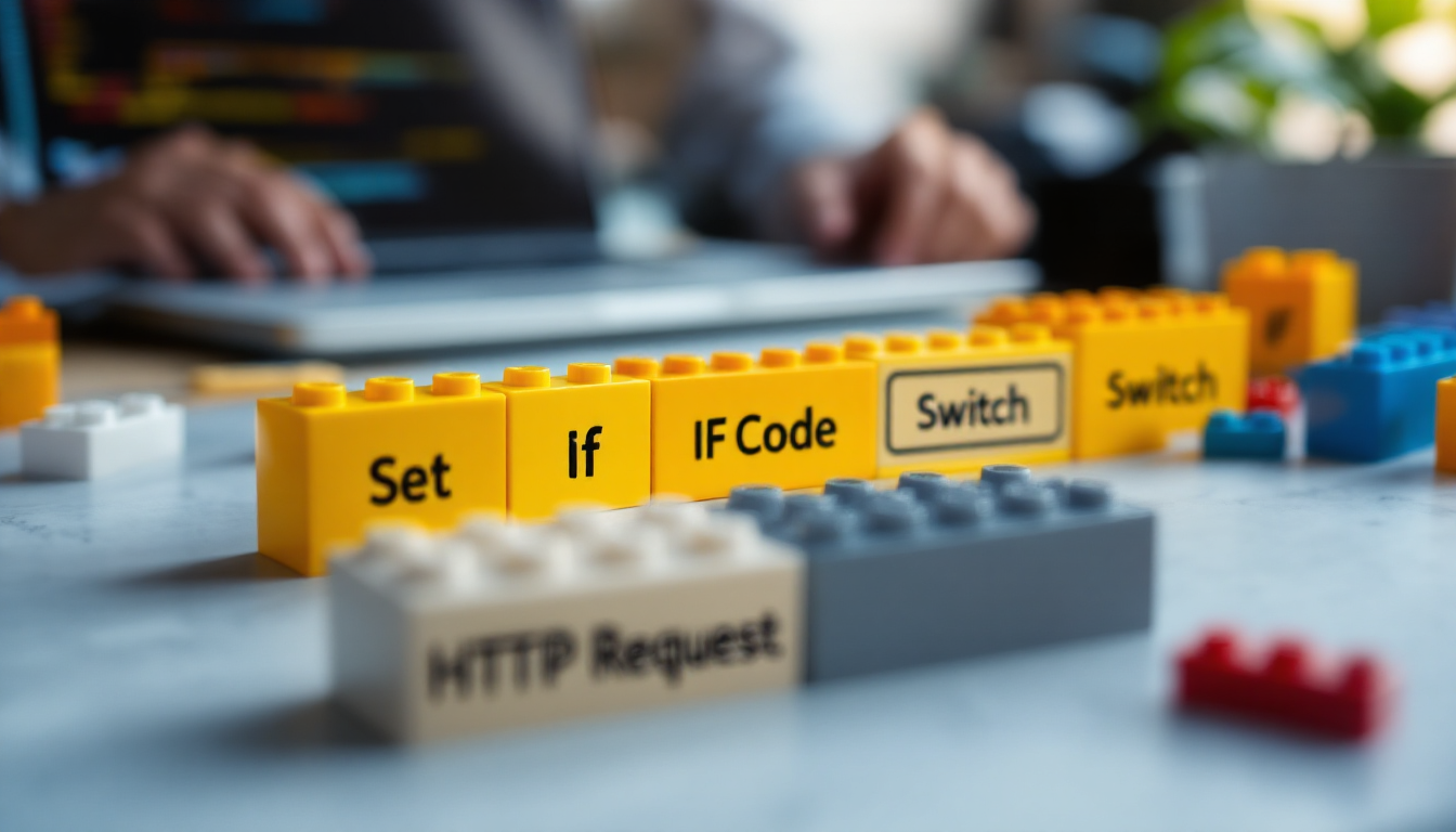 n8n 노드 유형별 분류와 활용법을 레고 블록 형태로 시각화한 이미지